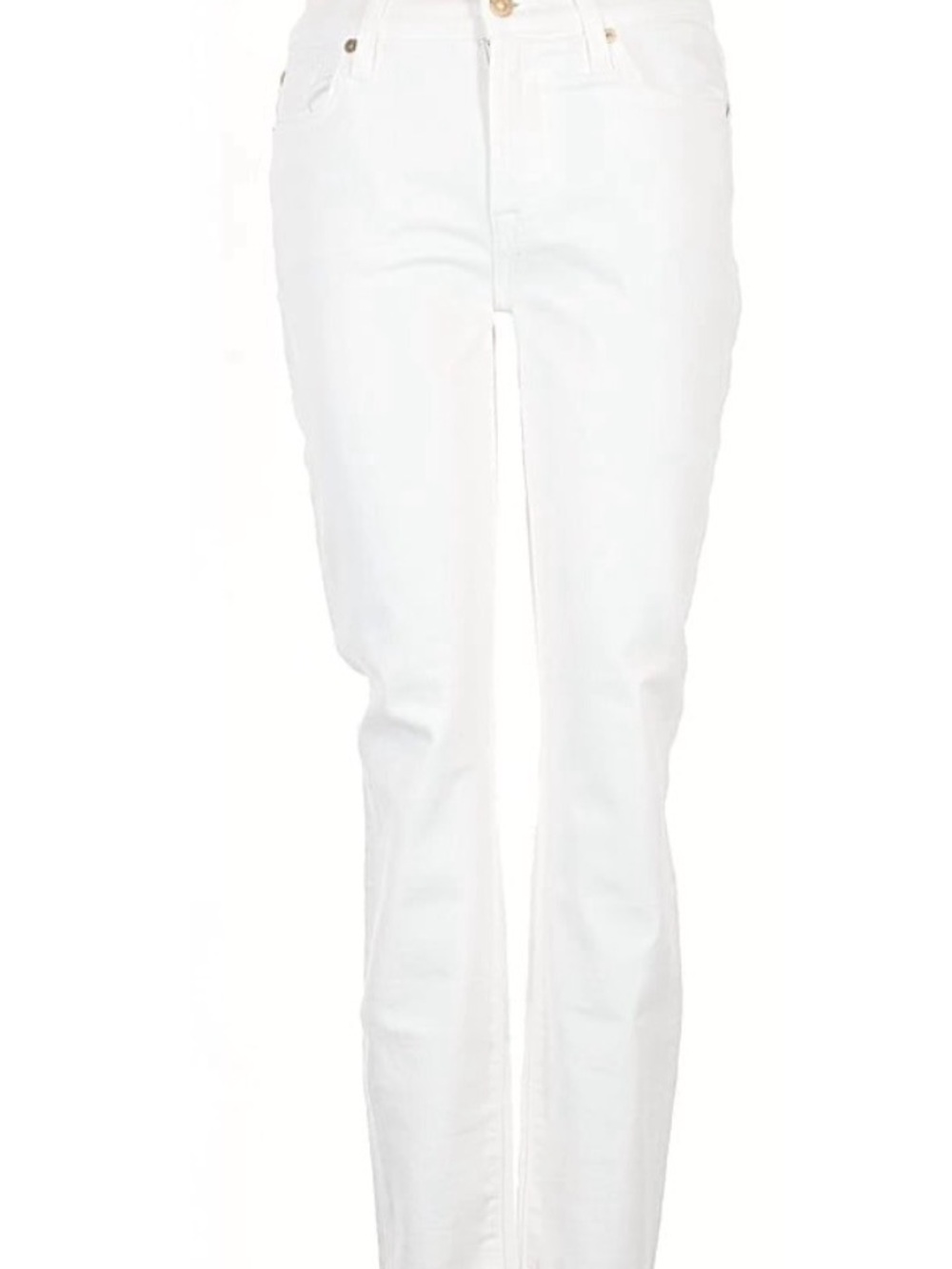 7 For All Mankind Mid Rise Straight Leg Jeans - White - Size 27